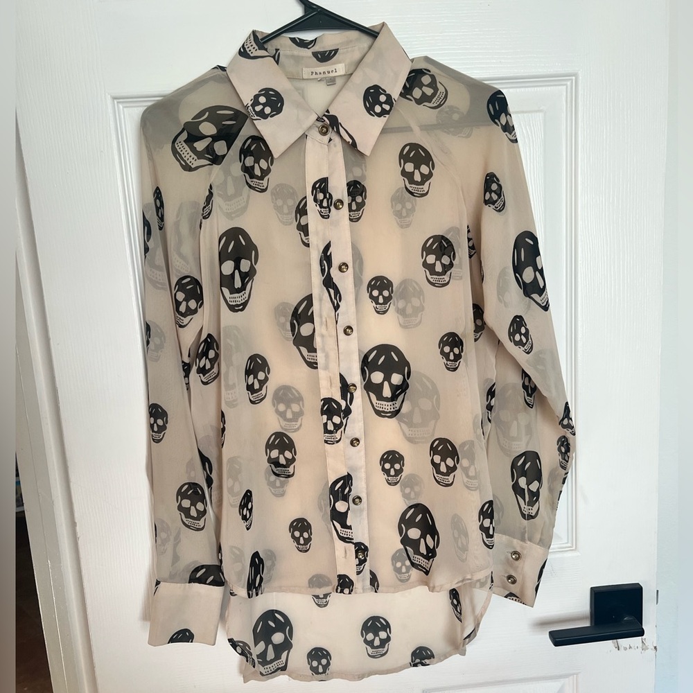 Long sleeve sheer button up